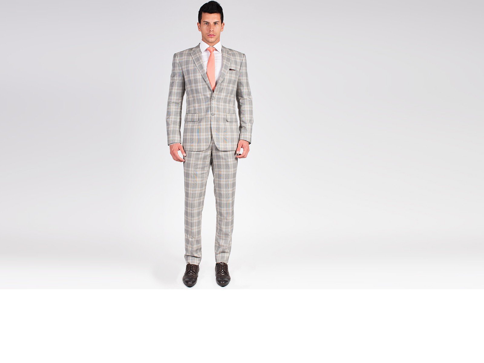 The Beckham - Light Grey Plaid 2 Piece Custom Suit