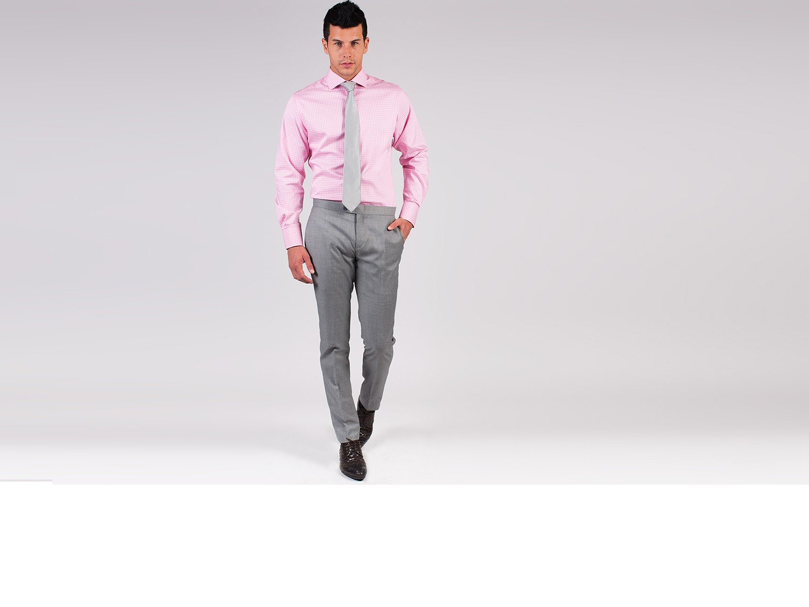 Slim Comfort B-95 Formal Light Grey Textured Trouser - Cairo