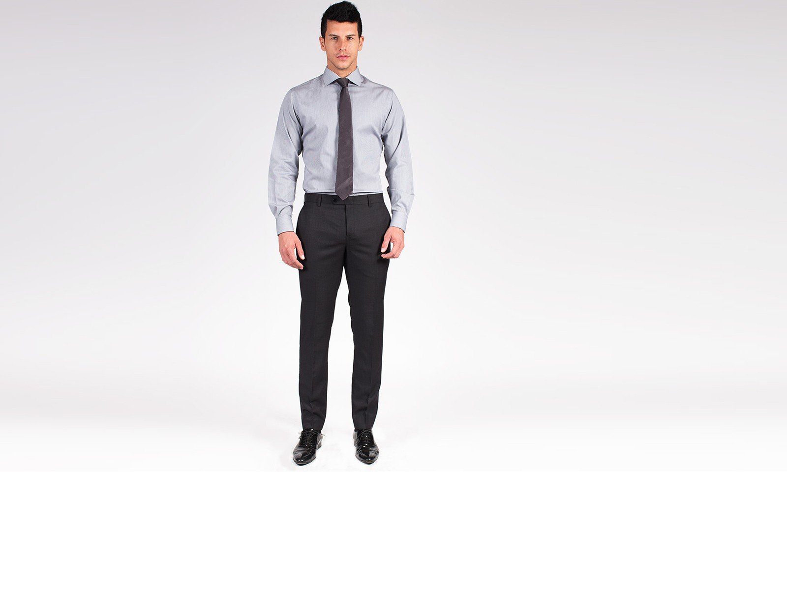 Smart Cotton Stretch Pants - Dark Grey | Charles Tyrwhitt