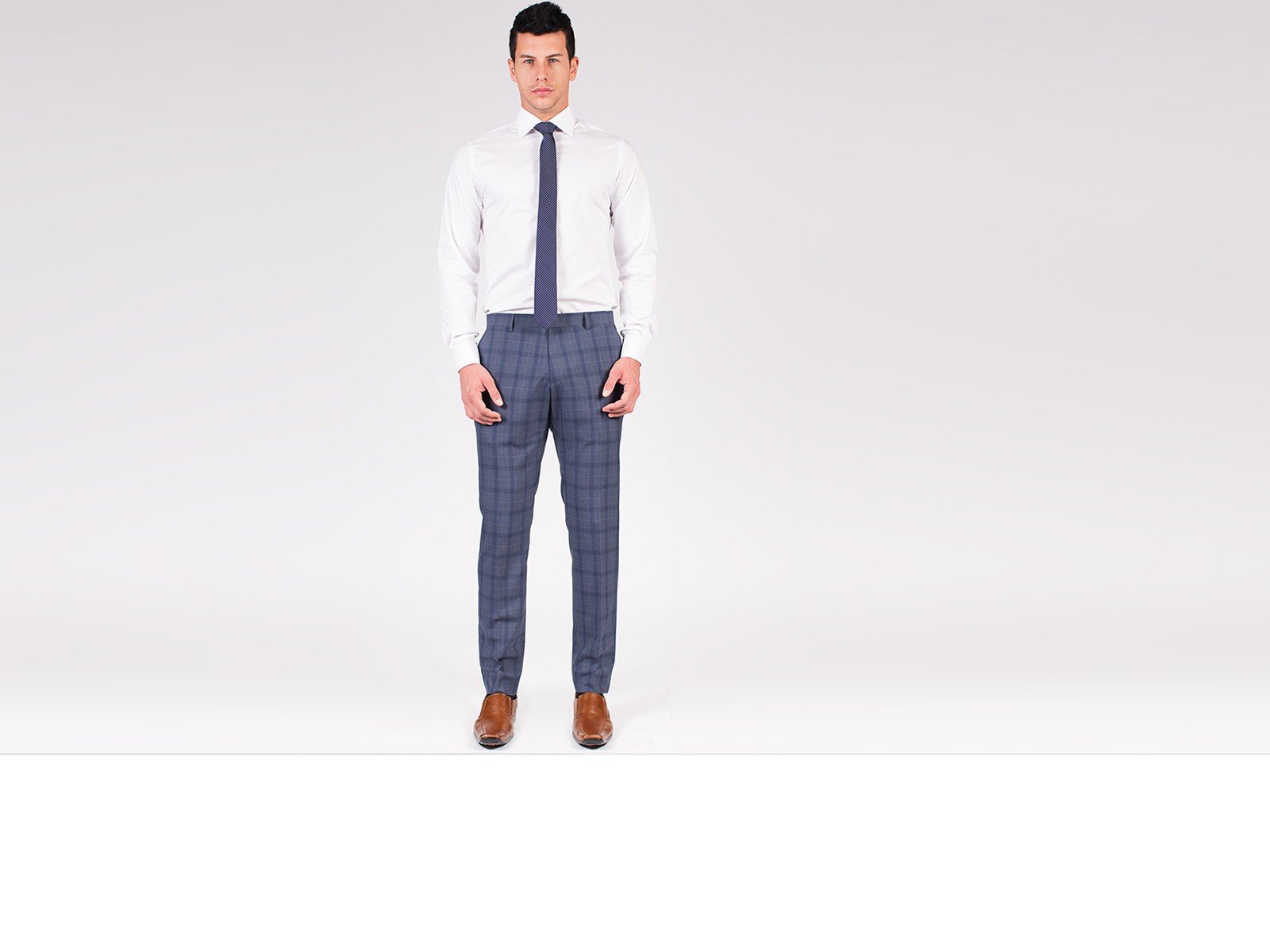 Grey & Blue Plaid Pants