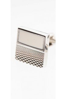 Silver and White Textured Cufflink