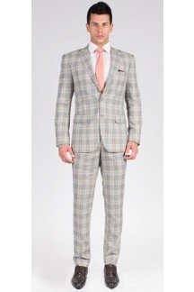 The Beckham - Light Grey Plaid 2 Piece Custom Suit