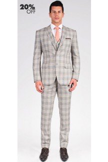 The Beckham - Light Grey Plaid 3 Piece Custom Suit