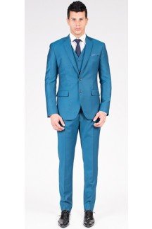 The Sean - Classic Teal Blue 3 Piece Custom Suit