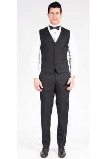 Classic V Neck Black Tuxedo Vest