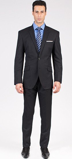 The Philanthropist - Black Pinstripe 2 Piece Custom Suit