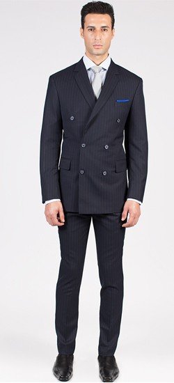 The New Yorker - Navy Blue Striped 2 Piece Custom Suit