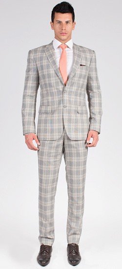 The Beckham - Light Grey Plaid 2 Piece Custom Suit