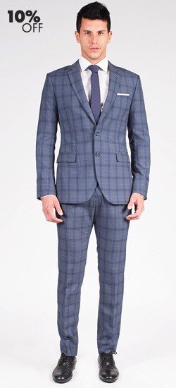 The Eric - Grey & Blue Plaid 2 Piece Custom Suit