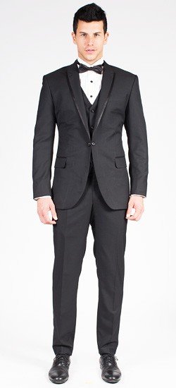 The Diplomat - Black Peak Collar 3 Piece Custom Tuxedo