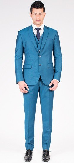 The Sean - Classic Teal Blue 3 Piece Custom Suit