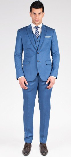 The Aaron - Steel Blue 3 Piece Custom Suit