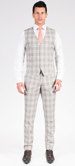 Light Grey Glen Plaid Vest