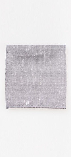 Grey Raw Silk Pocket Square