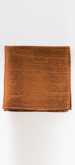Brown Raw Silk Pocket Square