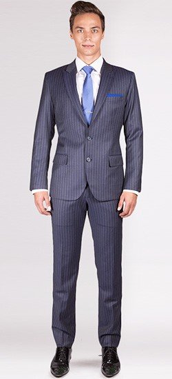 The Ashton -  Charcoal Grey Striped 2 Piece Custom Suit