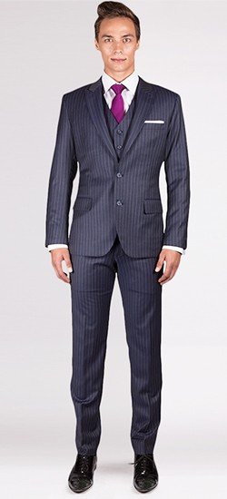 The Ashton - Charcoal Grey Striped 3 Piece Custom Suit