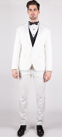 The Polo Club - Offwhite 3 Piece Custom Tuxedo (Maroon Vest)