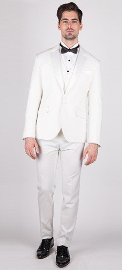 The Knight - Offwhite 3 Piece Custom Tuxedo (White Vest)