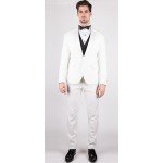 The Polo Club - Offwhite 3 Piece Custom Tuxedo (Maroon Vest)