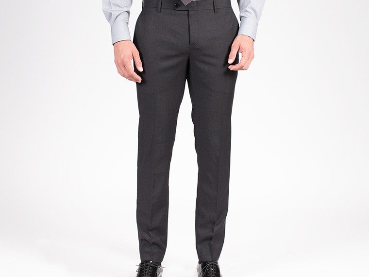 Buy INTUNE Charcoal Grey Slim Fit Stretch Formal Pants | Shoppers Stop